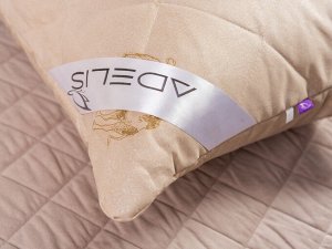 Подушка "Верблюд" тик 48*68 (550г)на молнии лебпух+вербл,стег,лента,сумка(Н)