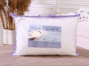 Подушка "Лебяжий пух" микрофибра(бел) 48*68 (600г)леб.пух, атл.кант,отстрочка,лента,сумка(Н)