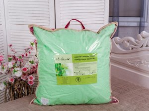 Подушка "Бамбук" микрофибра(зел) 48*68 (550г)на молнии лебпух+бамбук,стег,лента,сумка(Н)