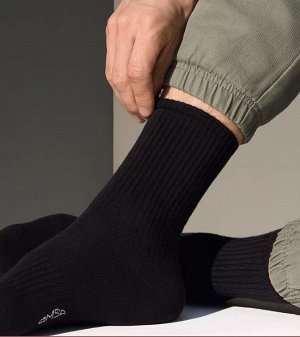 Высокие мужские носки с широкой резинкой в рубчик