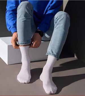Высокие мужские носки с широкой резинкой в рубчик