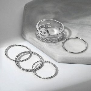 Кольцо набор 5 штук «Идеальные пальчики» изысканность, цвет серебро