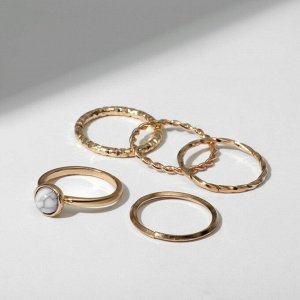 Кольцо набор 5 штук «Идеальные пальчики» венец, цвет белый в золоте