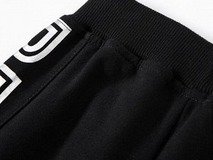 Штаны для мальчика спортивные, черные с белой надписью