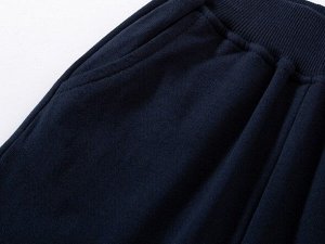 Штаны для мальчика спортивные, темно-синие с белыми нашивками