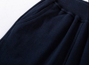 Штаны для мальчика спортивные, ярко-синие с белыми нашивками
