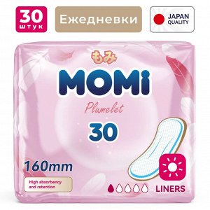 MOMI Ежедневные женские гигиенические прокладки Liners 16 см, 30 шт.