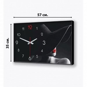 Часы-картина настенные, интерьерные "Девушка", плавный ход, 35 х 57 х 4 см