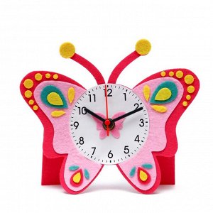 Часы настольные DIY "Бабочка из фетра" детские, набор для творчества, 23 х 21 см, АА