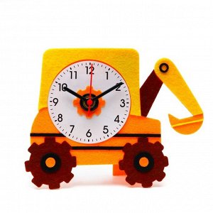 Часы настольные DIY "Экскаватор из фетра" детские, набор для творчества, 23 х 21 см, АА