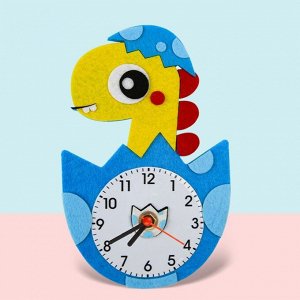 Часы настольные DIY "Динозавр из фетра" детские, набор для творчества, 23 х 21 см, АА