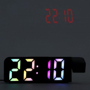 Часы - будильник электронные настольные с проекцией на потолок, термометром, календарем, USB