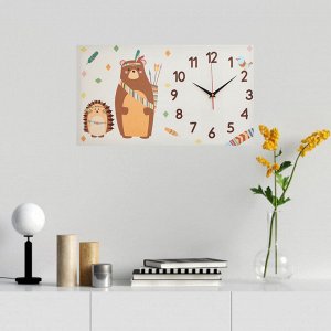 Часы-картина настенные "Мишка и ёж", плавный ход, 35 х 60 см