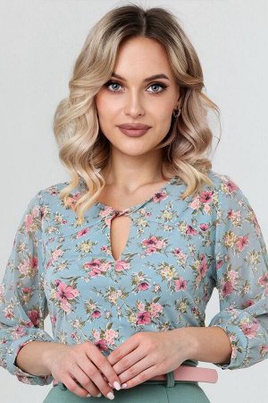 Блузка женская  7067/02/Бирюзовый, розовый