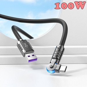 NEW ! Кабель зарядный HOCO U118 Rotating USB на Type-C W100, быстрая зарядка и передача данных с поворотным коннектором