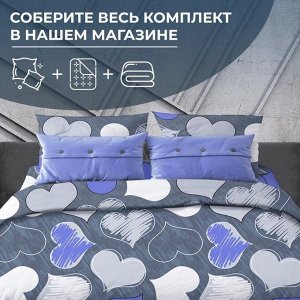 Простыня 2-спальная, поплин (Романтика, синий)