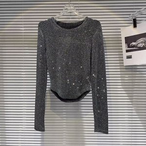 Лонгслив женский PLUS SIZE, со стразами