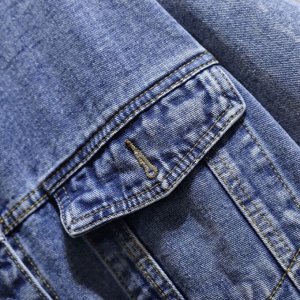 Женская джинсовая куртка с потертым эффектом, синий
