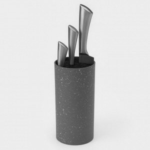 Подставка для ножей с наполнителем Доляна «Серый гранит», 11x11x22 см, цвет серый