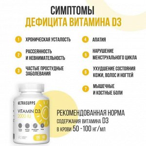 Витамин Д ULTRASUPPS Vitamin D3 2000IU - 180 капс.