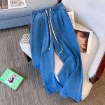 Женские прямые джинсы с эластичной резинкой на поясе, синий