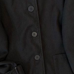Демисезонное однобортное пальто с накладными карманами и отложенным воротником, черный