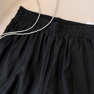 Женский летний костюм-двойка: туника с короткими рукавами + шорты, черный