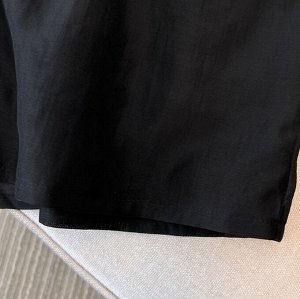 Женский летний костюм-двойка: туника с короткими рукавами + шорты, черный