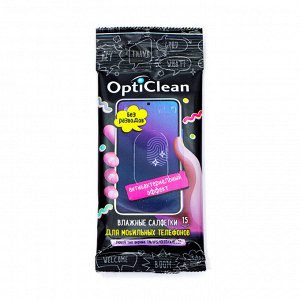 Влажные салфетки OptiClean, для мобильных телефонов, 15 шт.