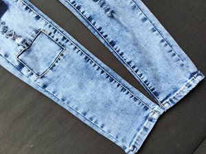 Женские голубые джинсы скинни