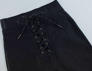 Женские черные брюки скинни с завязками