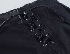 Женские черные брюки скинни с завязками