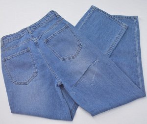Женские голубые свободные джинсы