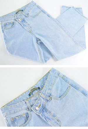 Женские голубые джинсы со скошенной талией