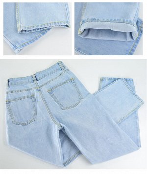 Женские голубые джинсы со скошенной талией
