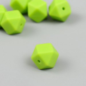 Бусина силикон "Многогранник" флуоресцентно-зелёная d=1,4 см