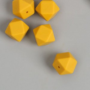 Бусина силикон «Многогранник», горчица, d=1.7 см
