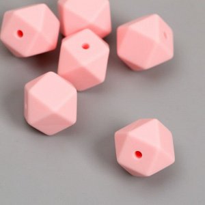 Бусина силикон "Многогранник" светло-розовая d=1,4 см