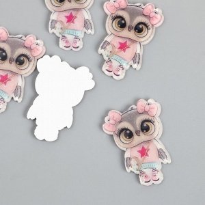 Декор для творчества акрил «Совушка в розовом свитере с сумкой», 2.7x3.7 см