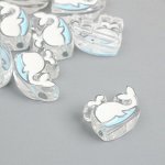 Бусина для творчества пластик &quot;Белый кит с фонтанчиком&quot; 0,8х2,7х2 см
