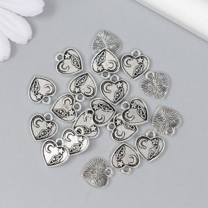 Декор для творчества металл "Космическое сердце" серебро 1,2х1,3 см