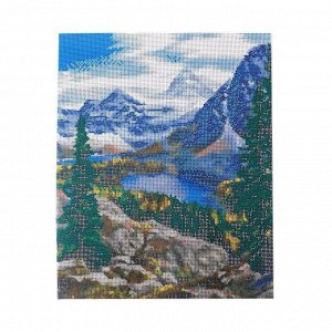 Алмазная мозаика с полным заполнением на подрамнике «Озеро в горах», 40 х 50 см.