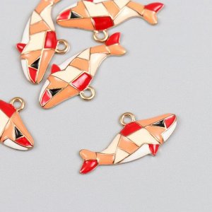Декор для творчества металл, эмаль «Акула оранжевая», золото, 0.3x3.1x1.5 см