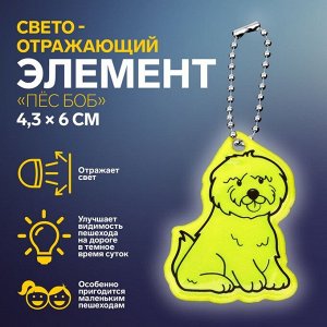 Светоотражающий элемент «Пёс Боб», двусторонний, 4,3 x 6 см, цвет МИКС