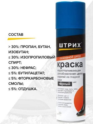 Штрих Краска Аэрозоль для кожи "Водоотталкивающая" черная 250 мл