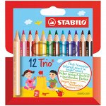 Карандаши Stabilo &quot;Trio&quot;, 12цв., трехгран., утолщенные, заточен., картон, европодвес