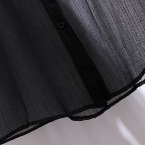 Женская прозрачная рубашка с длинными рукавами и накладным карманом, свободного кроя, черный