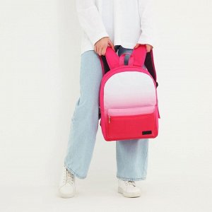 Рюкзак школьный текстильный с белым градиентом, 38x29x11 см, розовый, отдел на молнии