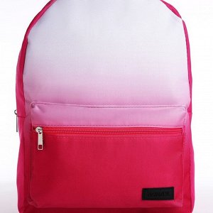 Рюкзак школьный текстильный с белым градиентом, 38x29x11 см, розовый, отдел на молнии