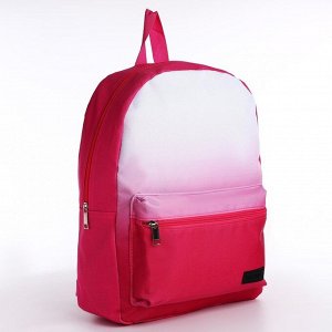 Рюкзак школьный текстильный с белым градиентом, 38x29x11 см, розовый, отдел на молнии